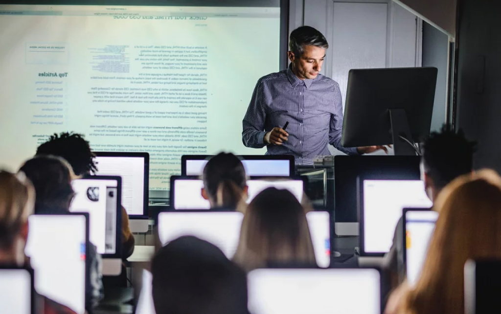 Education professor teaching class