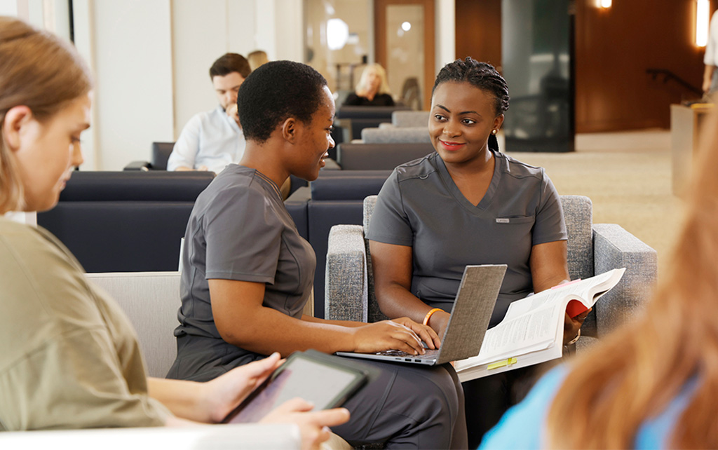 Nursing students studying