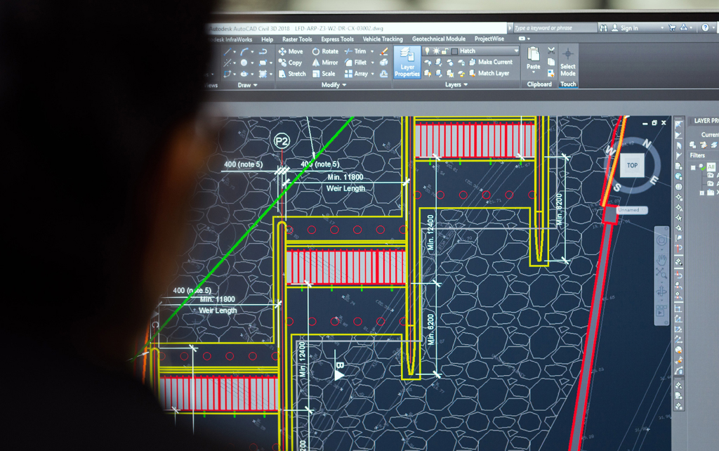 Student working on an AutoCAD project