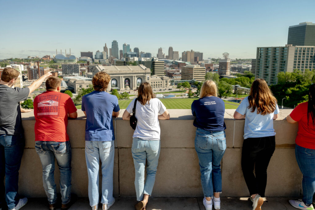 Students standing together overlooking KC Union Station