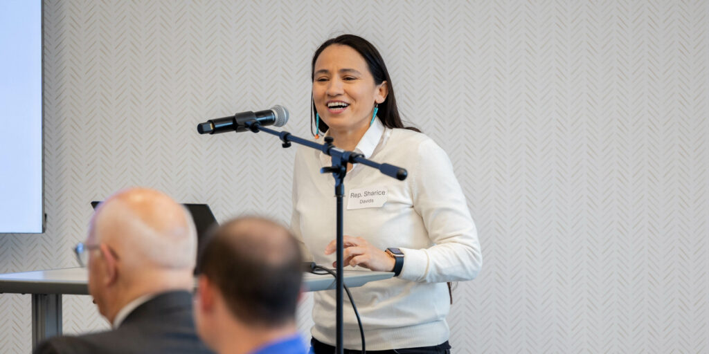 U.S. Rep. Sharice Davids speaking at MNU Education Influencers Event