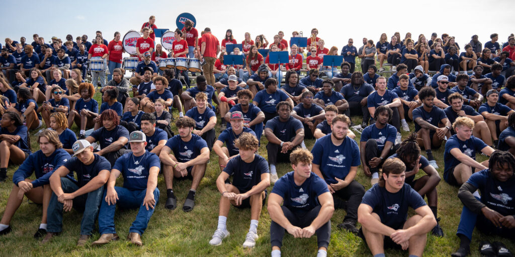 crowd of student athletes at copeland groundbreaking